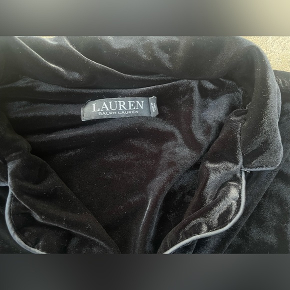 Lauren Ralph Lauren womens velvet pajama top LG black label logo Large - Picture 4 of 6